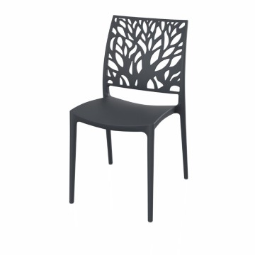 Sedia in polipropilene colore grigio metal schienale intagliato forma di albero Tree