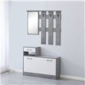 Mobile ingresso con specchio RudolfXL colore cemento e bianco