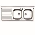 Lavello cucina in acciaio 120x50 cm doppia vasca sinistro