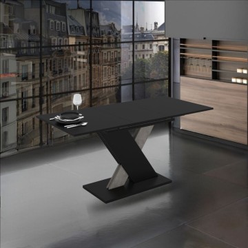 Tavolo allungabile colore nero con dettaglio cemento 120x75 cm - Axi