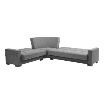 Divano angolare con funzione letto e doppio contenitore tessuto grigio Fermina Wedge 312x253x97H