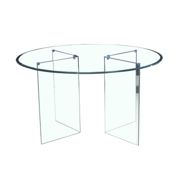 Tavolo rotondo in vetro trasparente temperato Acacia 137x137x77H