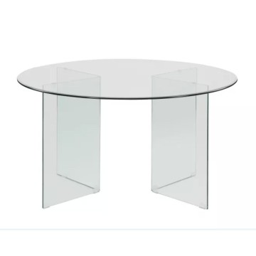 Tavolo rotondo in vetro trasparente temperato Acacia 137x137x77H