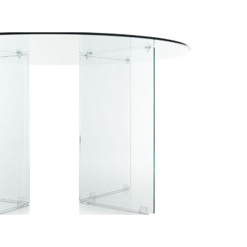 Tavolo rotondo in vetro trasparente temperato Acacia 137x137x77H