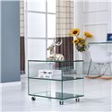 Tavolino da salotto in vetro temperato con ruote Corniolo 60x40x53H