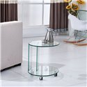 Tavolino ovale da salotto in vetro temperato con ruote Salice 54x45x53H