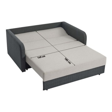 Divano 2 posti con letto estraibile tessuto grigio Devin 161x107x88H