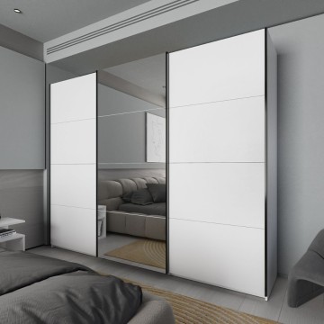 Armadio 3 ante scorrevoli bianco con specchio Zegna 255x53x205H