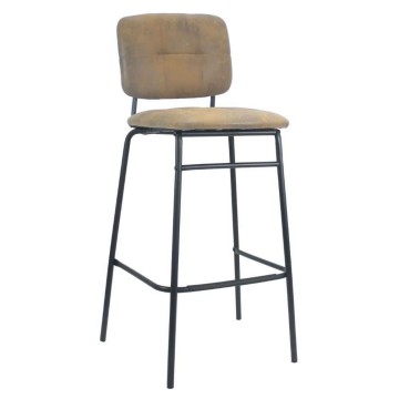 Sgabello Ross in ecopelle ruggine con gambe nere