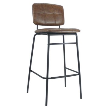 Sgabello Ross in ecopelle tortora con gambe nere