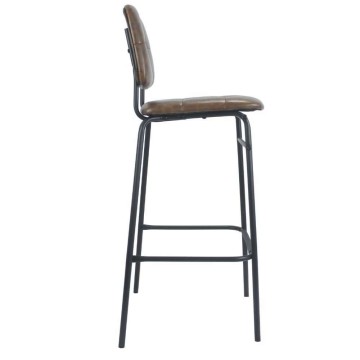 Sgabello Ross in ecopelle tortora con gambe nere