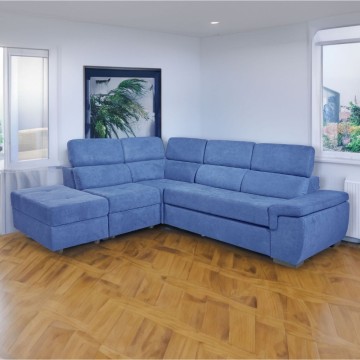 Divano letto con contenitore 5 elementi reversibili colore blu oceano - Lughen