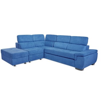Divano letto con contenitore 5 elementi reversibili colore blu oceano - Lughen