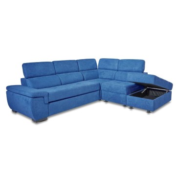 Divano letto con contenitore 5 elementi reversibili colore blu oceano - Lughen