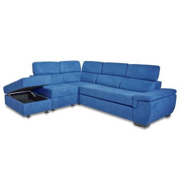 Divano letto con contenitore 5 elementi reversibili colore blu oceano - Lughen