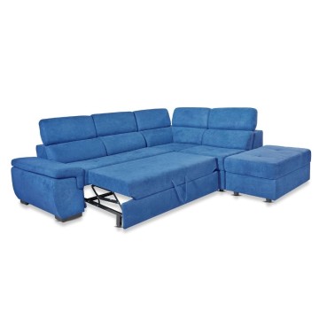 Divano letto con contenitore 5 elementi reversibili colore blu oceano - Lughen