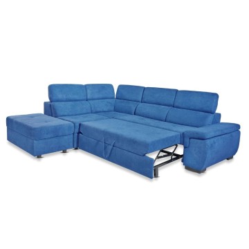 Divano letto con contenitore 5 elementi reversibili colore blu oceano - Lughen