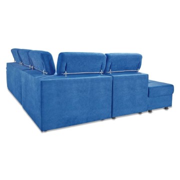 Divano letto con contenitore 5 elementi reversibili colore blu oceano - Lughen