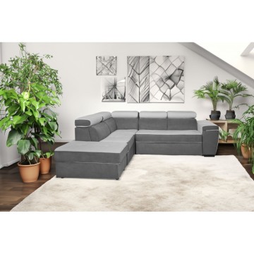 Divano penisola letto e contenitore bicolore elephant e grigio chiaro - Kutri