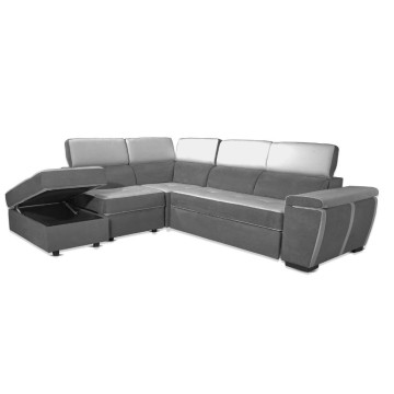 Divano penisola letto e contenitore bicolore elephant e grigio chiaro - Kutri