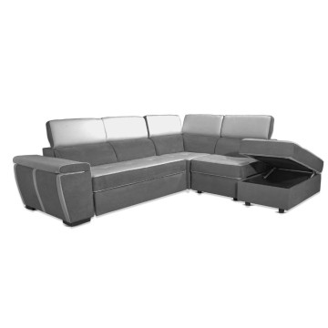 Divano penisola letto e contenitore bicolore elephant e grigio chiaro - Kutri