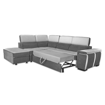 Divano penisola letto e contenitore bicolore elephant e grigio chiaro - Kutri