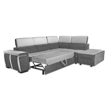 Divano penisola letto e contenitore bicolore elephant e grigio chiaro - Kutri