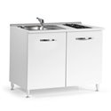 Cucinino120 bianco larice con lavello e piano cottura 120x60x85H