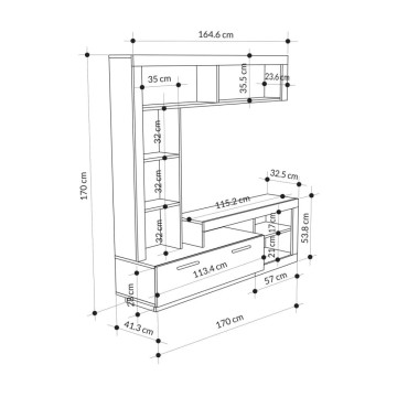 Parete attrezzata tortora Leo 171x42x171