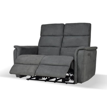 Divano recliner elettrici 2 posti grigio Faber 140x77x105h