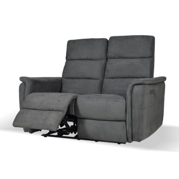 Divano recliner elettrici 2 posti grigio Faber 140x77x105h