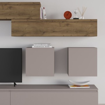 Parete attrezzata tortora e noce Licia 250x40x186H