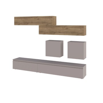Parete attrezzata tortora e noce Licia 250x40x186H