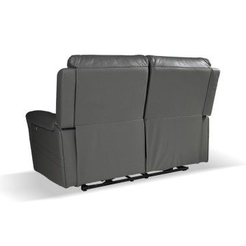 Divano 2 posti recliner elettrici in vera pelle grigio scuro Claus 156x77x103H