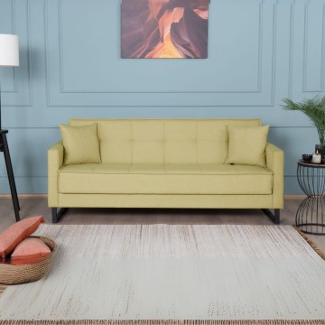 Divano funzione letto e contenitore Legen 3 Posti in vellutino Senape 210x85x87H