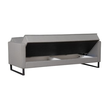 Divano funzione letto e contenitore Legen 3 Posti in vellutino grigio 210x85x87H