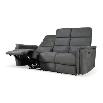 Divano recliner elettrici 3 posti grigio Faber 191x77x105H