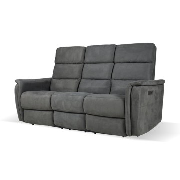 Divano recliner elettrici 3 posti grigio Faber 191x77x105H
