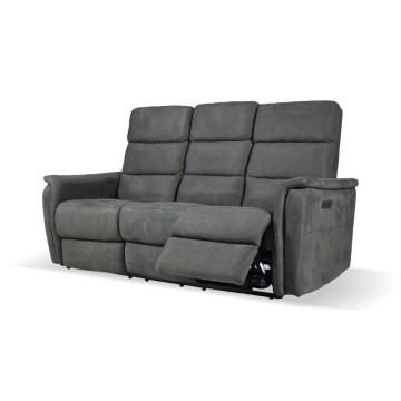 Divano recliner elettrici 3 posti grigio Faber 191x77x105H