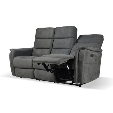 Divano recliner elettrici 3 posti grigio Faber 191x77x105H