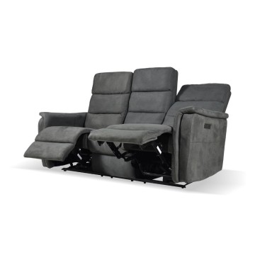 Divano recliner elettrici 3 posti grigio Faber 191x77x105H