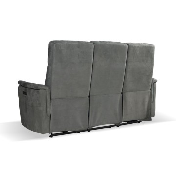 Divano recliner elettrici 3 posti grigio Faber 191x77x105H