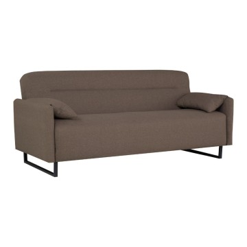 Divano funzione letto Odino 3 posti in tessuto beige 199x85x85H