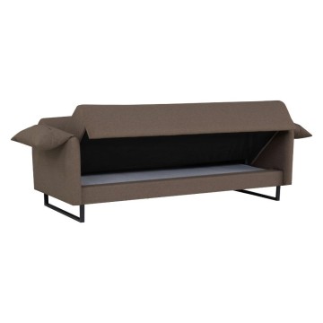 Divano funzione letto Odino 3 posti in tessuto beige 199x85x85H