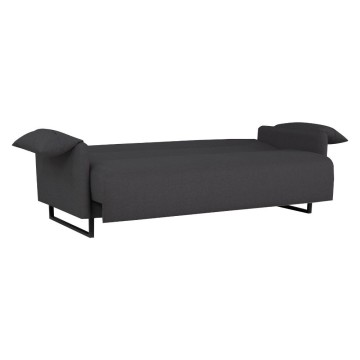 Divano funzione letto Odino 3 posti in tessuto antracite 199x85x85H