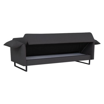 Divano funzione letto Odino 3 posti in tessuto antracite 199x85x85H