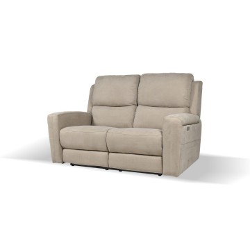 Divano 2 posti recliner elettrici tessuto tortora Claus 156x77x103H