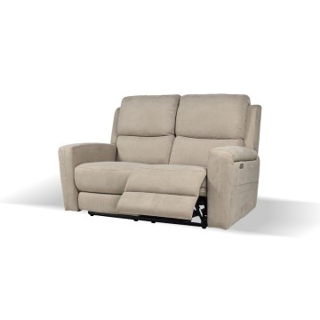 Divano 2 posti recliner elettrici tessuto tortora Claus 156x77x103H