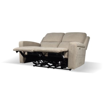Divano 2 posti recliner elettrici tessuto tortora Claus 156x77x103H