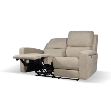 Divano 2 posti recliner elettrici tessuto tortora Claus 156x77x103H